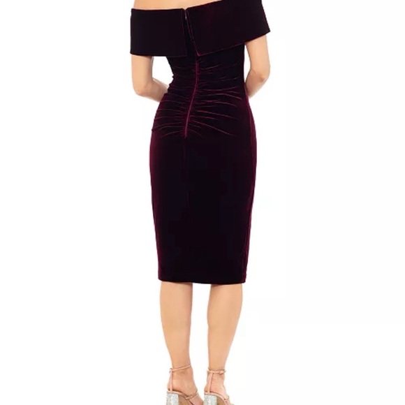 Xscape Strapless Velvet Burgundy Dress - Picture 4 of 6
